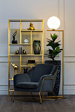 Кресло на металлическом каркасе велюровое серо-зеленое GARDA DECOR