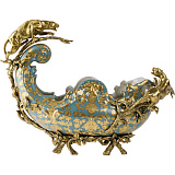 Фруктовница с леопардами 45x18x32см, коллекция фарфор с бронзой