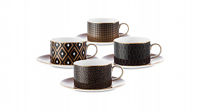 Набор чашек чайных с блюдцами Wedgwood Джио Голд 220 мл, 4 шт, фарфор