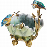 Чаша с птицами 39x25x16см, коллекция фарфор с бронзой