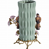 Ваза с птицами и цветами 33х25х32см, коллекция фарфор с бронзой