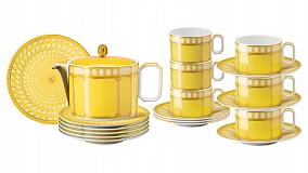 Сервиз чайный Rosenthal Сваровски 6 персон, 19 предметов, фарфор, желтый
