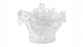 Конфетница Decor de Table Pate de Verre Cristal Ирисы 17 см, хрустальное тесто, белая, п/к