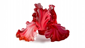 Подсвечник Decor de Table Pate de Verre Cristal Ирисы 8 см, хрустальное тесто, янтарно-красный, п/к