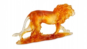 Фигурка Decor de Table Pate de Verre Cristal Лев 22 см, хрустальное тесто, темно-янтарная, п/к