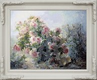 Картина "Розовые розы в корзинке" 28*36см + багет №55