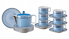 Сервиз чайный Rosenthal Сваровски 6 персон, 19 предметов, фарфор, синий