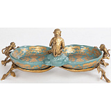 Конфетница с обезьянами 31x15x16см, коллекция фарфор с бронзой