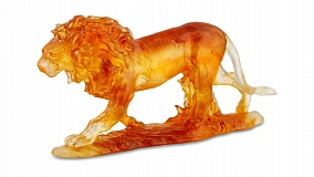 Фигурка Decor de Table Pate de Verre Cristal Лев 22 см, хрустальное тесто, темно-янтарная, п/к
