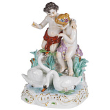 Фигурка Meissen 24 см Дети, кормящие лебедей, ЭАЛейтериц, 06/25, 2018