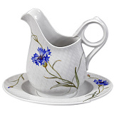 Соусник с подставкой 450мл Игра волн, рельеф, голубые васильки