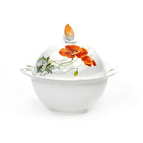 Блюдо для горячего с крышкой Meissen 2л Игра волн, рельеф, маки