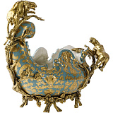 Фруктовница с леопардами 45x18x32см, коллекция фарфор с бронзой