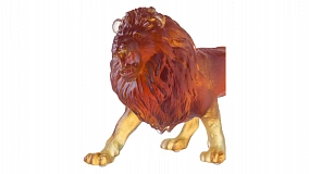 Фигурка Decor de table Рычащий лев, хрусталь, янтарная, п/к