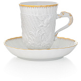 Чашка-бокал с блюдцем Meissen Лебединый сервиз, 150мл, золотой кант